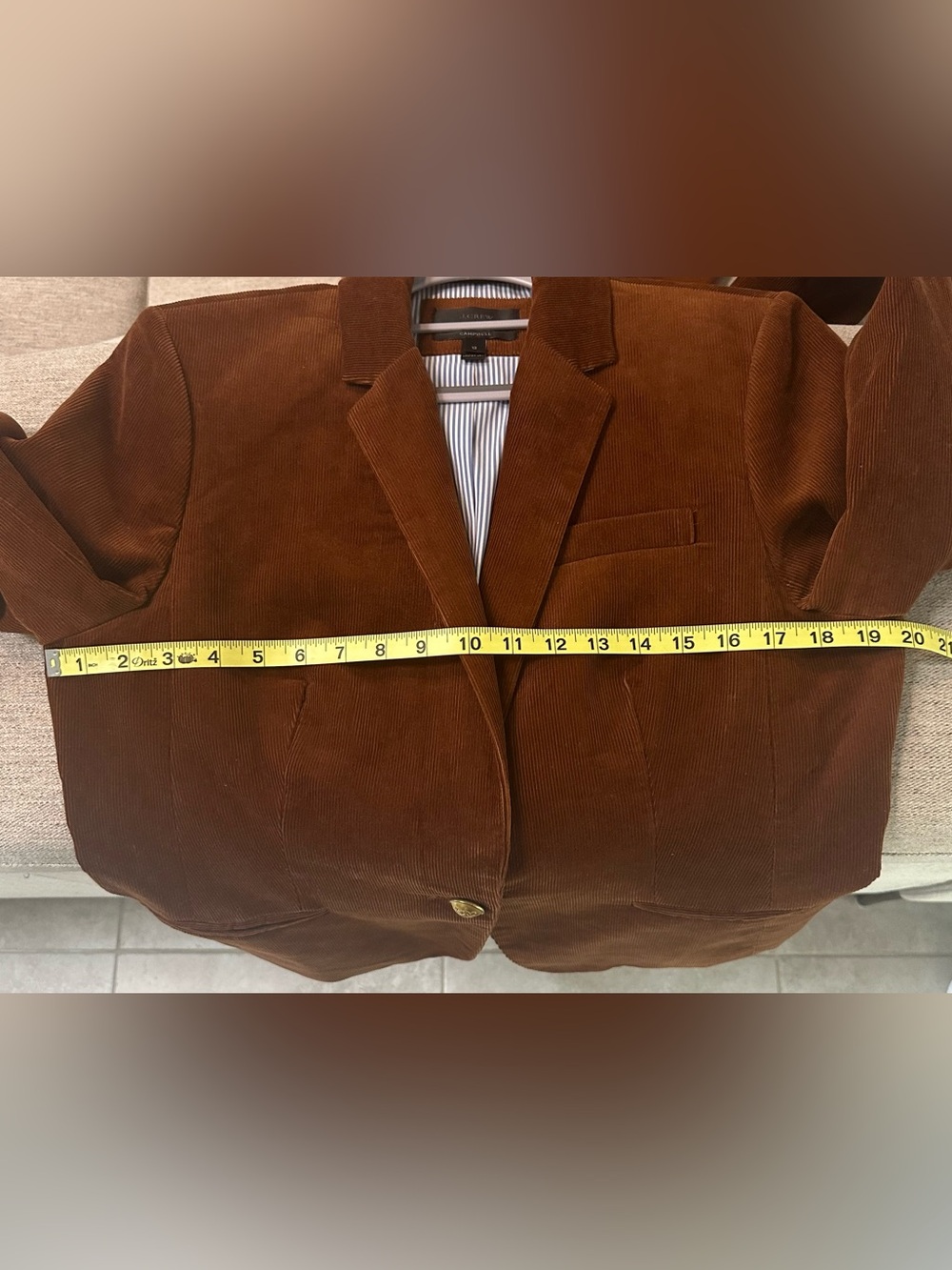 J CREW Campbell Rust Brown Corduroy Blazer Size 12 - Picture 5 of 6